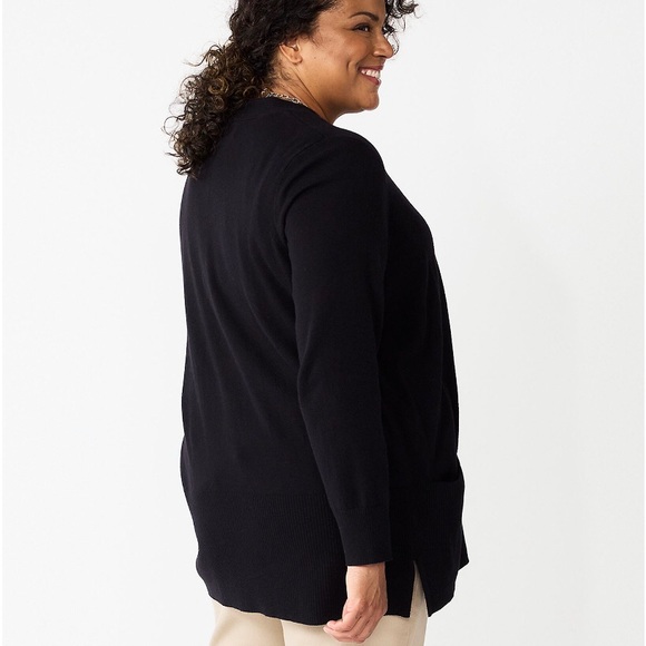CROFT & BARROW Cardigan Size 5X Womens Oatmeal Open Front Side Slits New - Picture 4 of 9